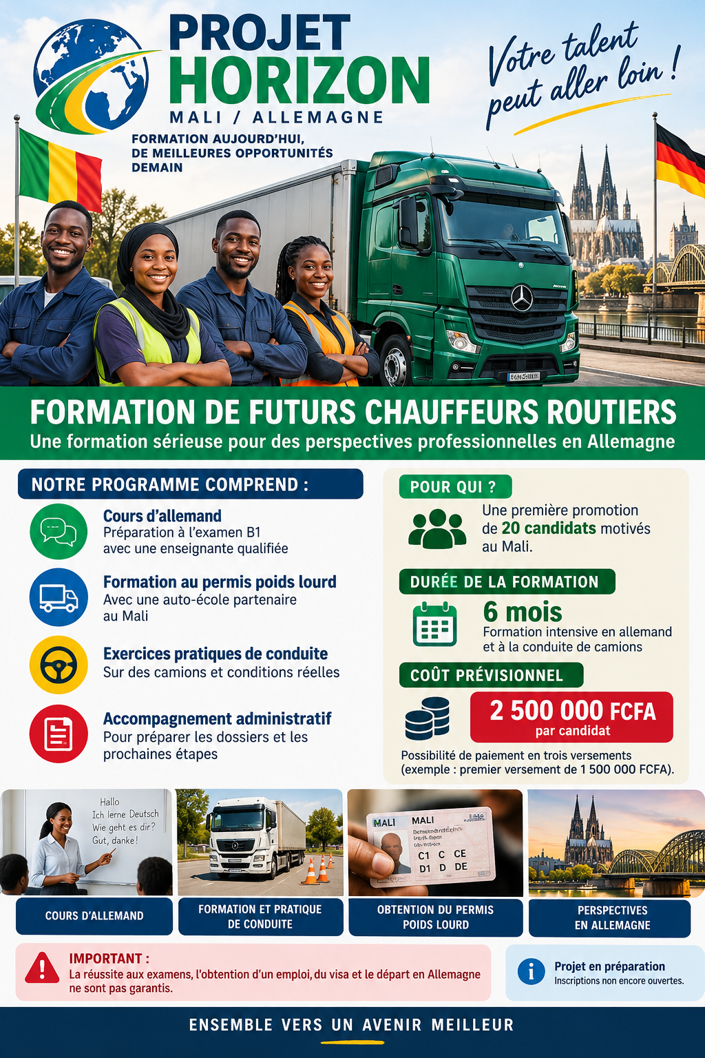 Illustration conceptuelle du projet HORIZONT et d’un camion